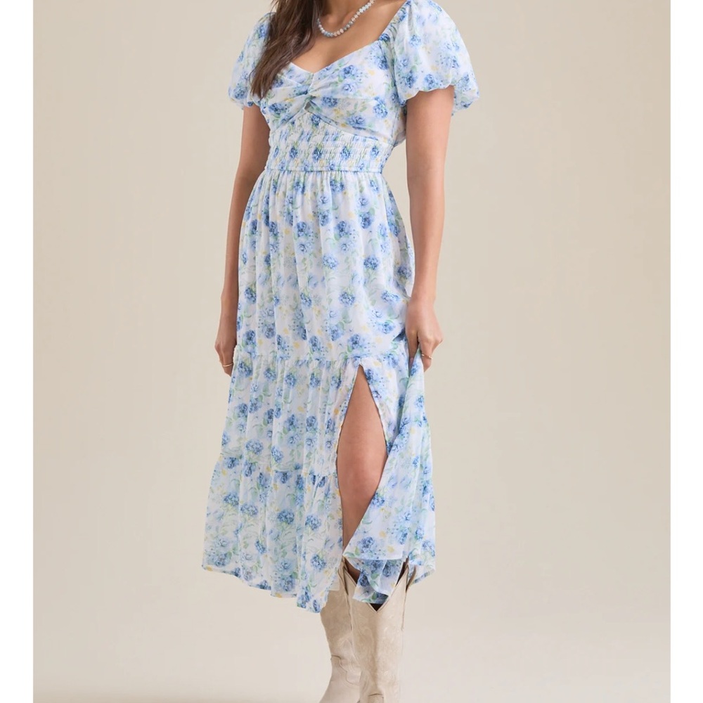 Altar’d State Blue Floral Midi Dress